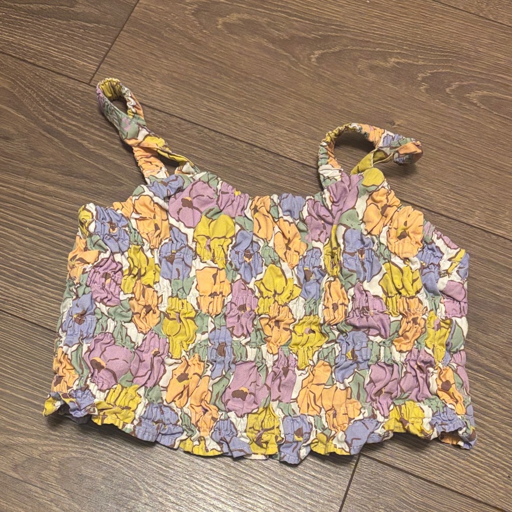 Zara Kids Floral Tank Top - Yellow, Purple, Pink
